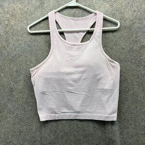 Lululemon Tank Top Women 4 Light Pink Ribbed Seamless Yoga Ebb to Street